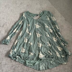 Light teal free people dress with off white lace detailing. Size small